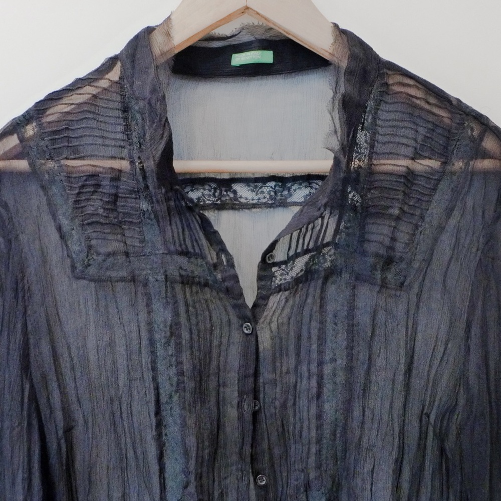United Colors of Benetton Sheer Black Blouse